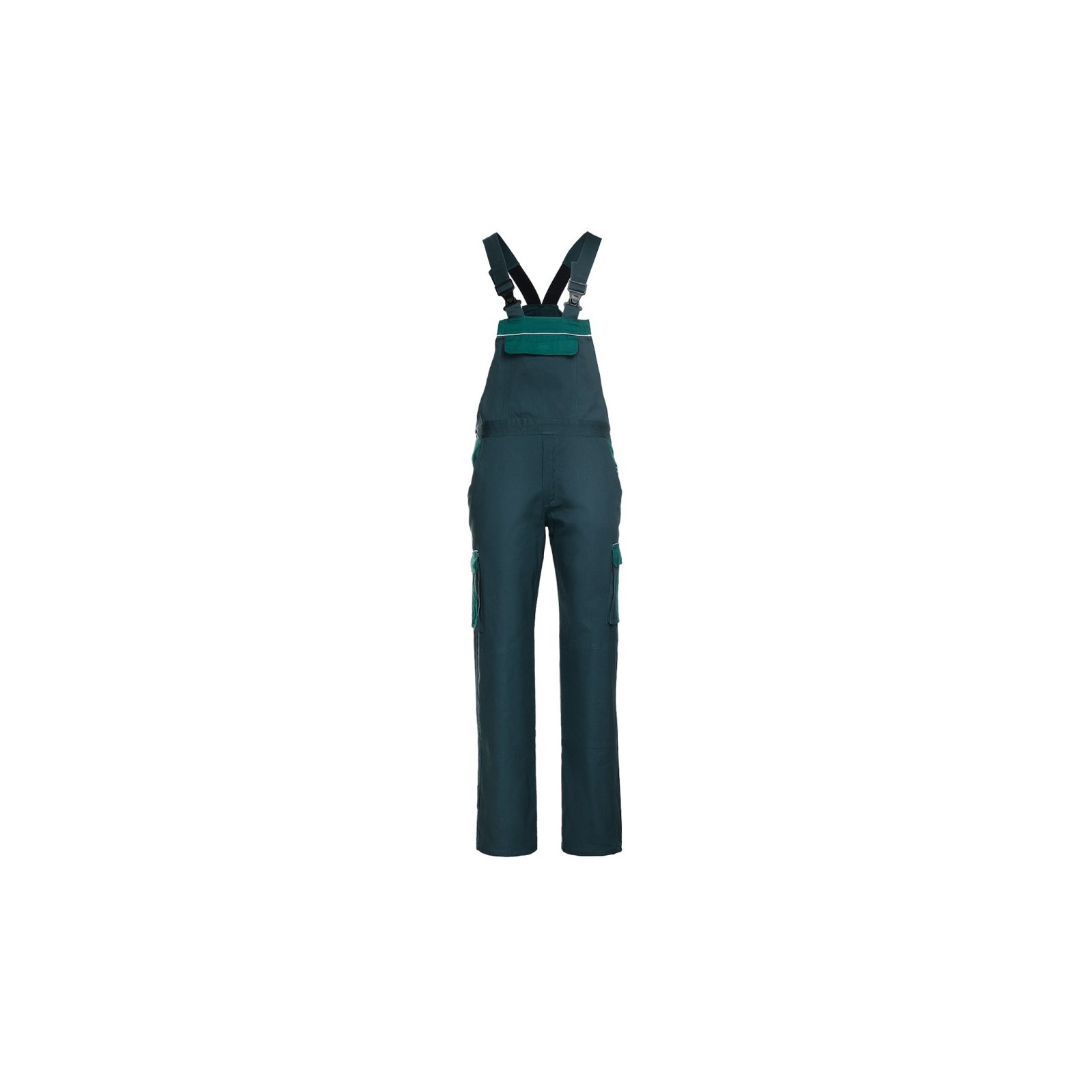 Pantaloni de lucru cu pieptar, din bumbac 100%, 240 g/mp, Asimo Green