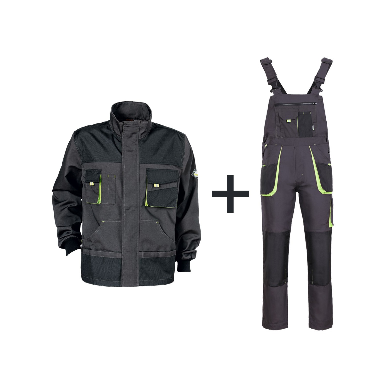 Costum salopetă, toate sezoanele, jachetă & pantaloni cu pieptar, Kastor Grey