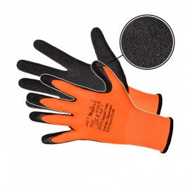 Mănuși de protecție din poliester, imersate în latex, portocaliu/negru, RWnyl O
