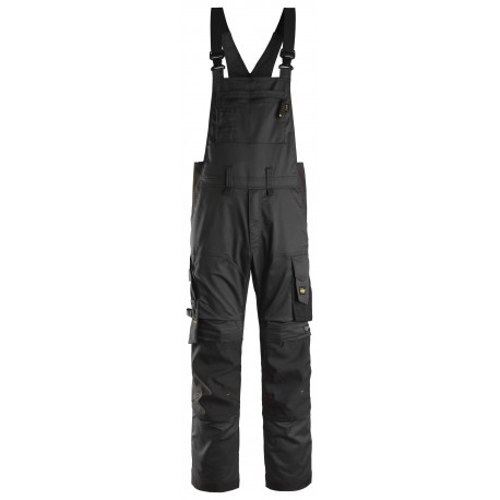 Pantaloni cu pieptar de lucru, stretch, Snickers Workwear, AllroundWork, 6051, Black