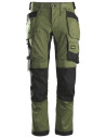 Pantaloni de lucru, stretch, cu buzunare holster, Snickers Workwear, AllroundWork, 6241, Khaki Green/Black