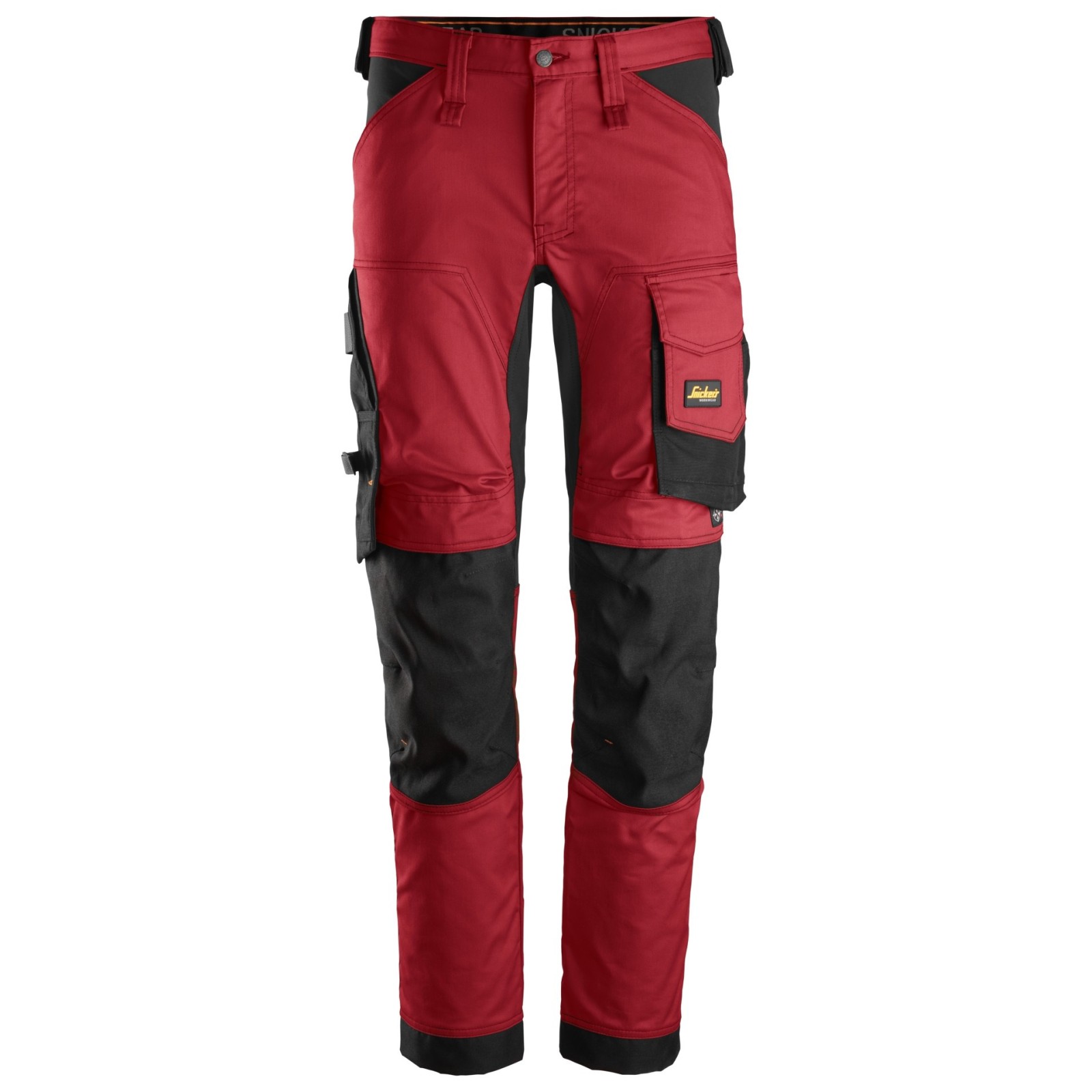 Pantaloni de lucru, stretch, Snickers Workwear, AllroundWork, 6341, Chili Red/Black
