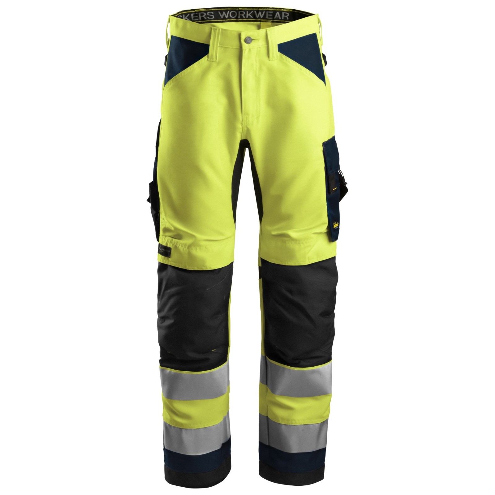 Pantaloni reflectorizanți, CL 2, Snickers Workwear, AllroundWork, 6631, Yellow/Navy