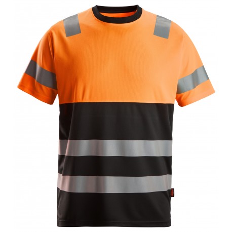 Tricou reflectorizant, CL 1, Snickers Workwear, 2535, Orange/Black