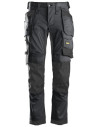 Pantaloni de lucru, stretch, cu buzunare holster, Snickers Workwear, AllroundWork, 6241, Steel Grey/Black