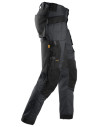 Pantaloni de lucru, stretch, cu buzunare holster, Snickers Workwear, AllroundWork, 6241, Steel Grey/Black