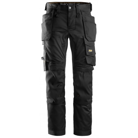 Pantaloni de lucru, stretch, cu buzunare holster, Snickers Workwear, AllroundWork, 6241, Black/Black