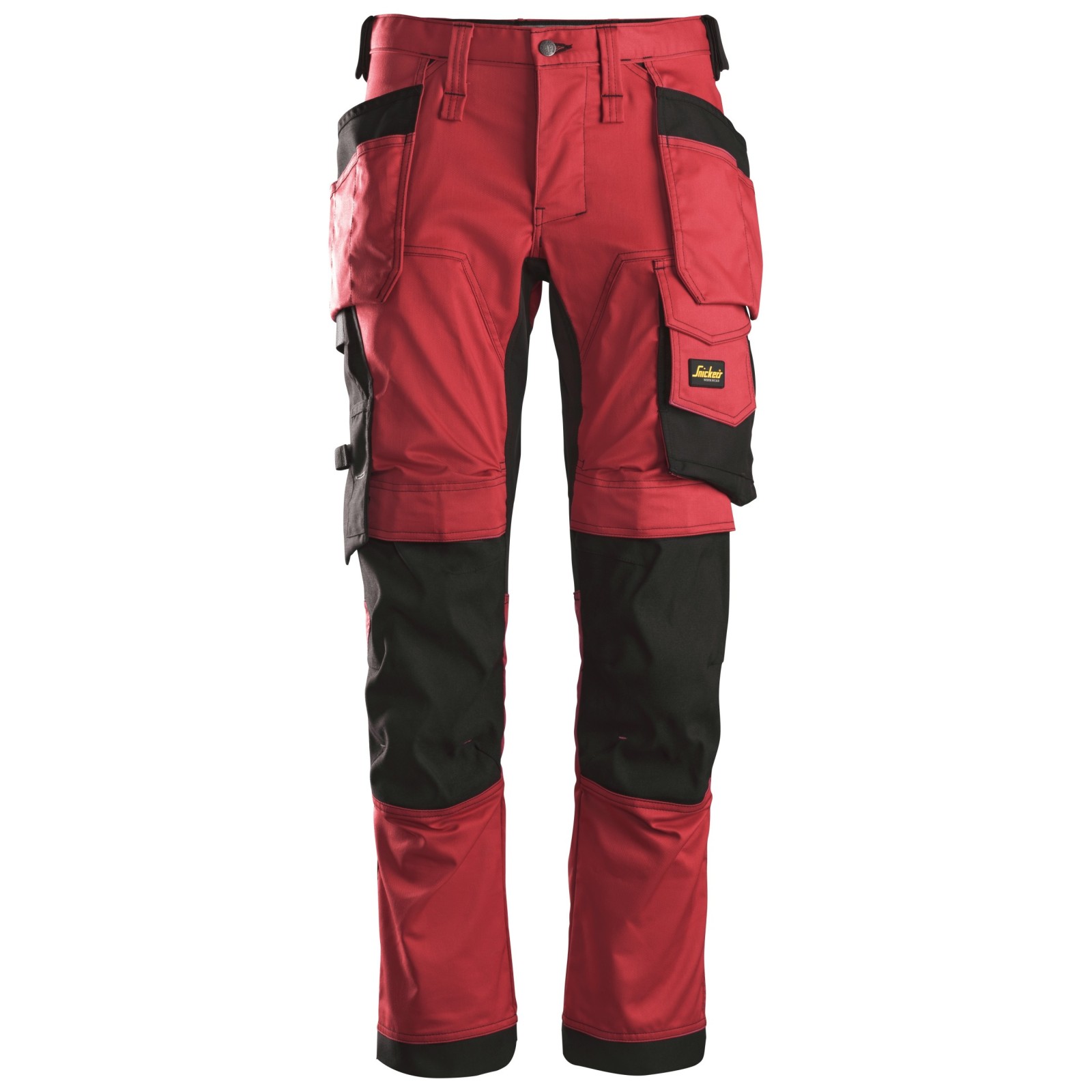 Pantaloni de lucru, stretch, cu buzunare holster, Snickers Workwear, AllroundWork, 6241, Chili Red/Black