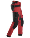 Pantaloni de lucru, stretch, cu buzunare holster, Snickers Workwear, AllroundWork, 6241, Chili Red/Black