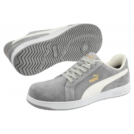 Pantofi de protecție din piele întoarsă, metal-free, Puma Iconic Grey S1PL ESD FO HRO SR