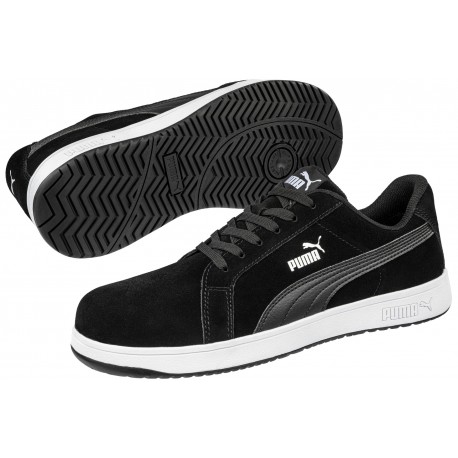Pantofi de protecție din piele întoarsă, metal-free, Puma Iconic Black S1PL ESD FO HRO SR