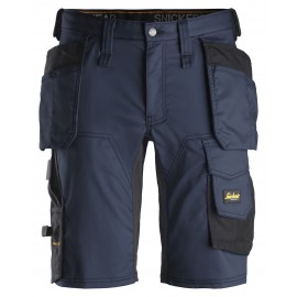 Pantaloni scurți de lucru, stretch, cu buzunare holster, Snickers Workwear, AllroundWork, 6141, Navy/Black