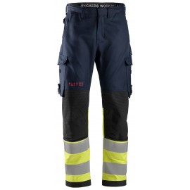 Pantaloni de lucru, multinormă, reflectorizanți, CL 1, Snickers Workwear, ProtecWork, 6363, Navy/Yellow