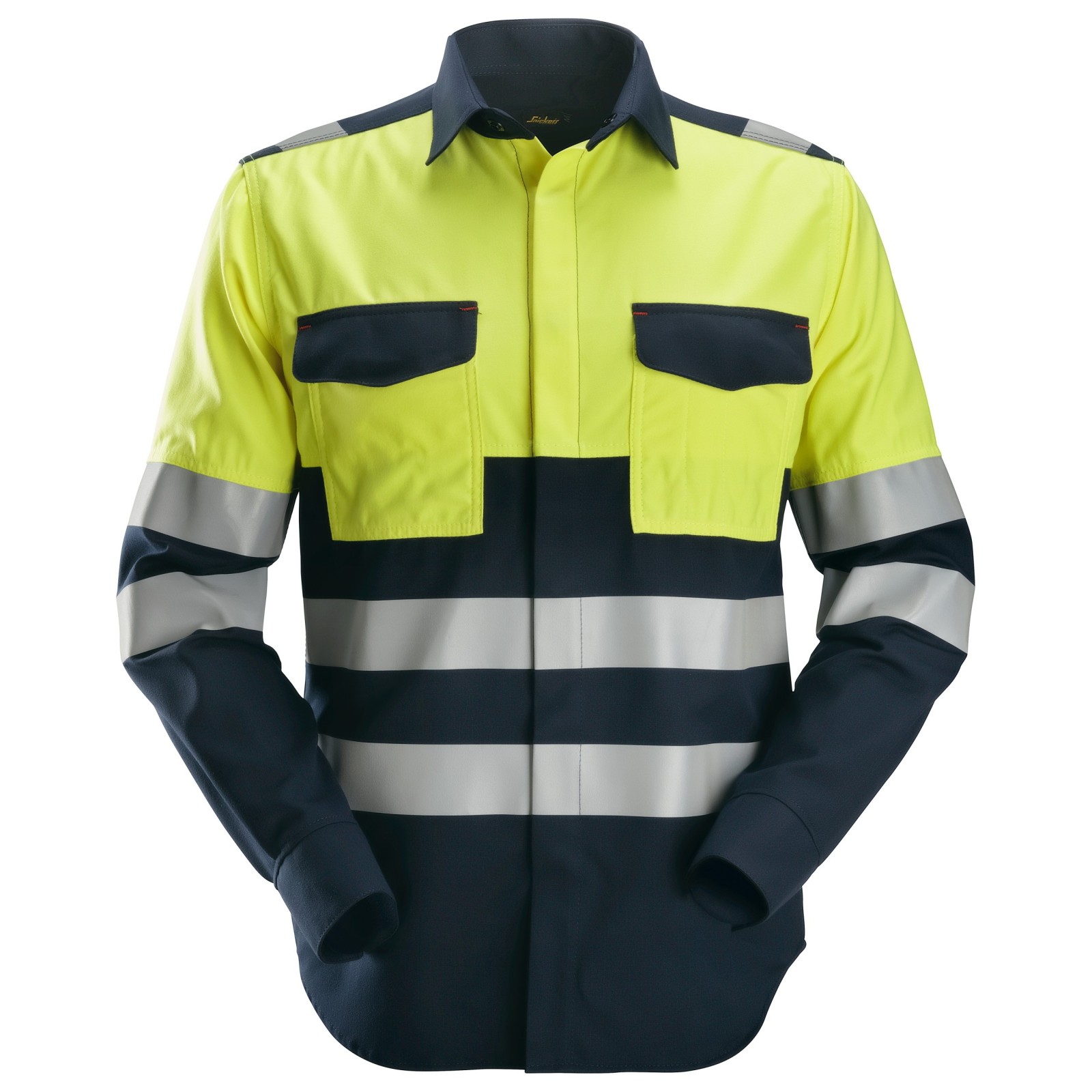 Cămașă cu mânecă lungă, multinormă, reflectorizantă, CL 1, Snickers Workwear, ProtecWork, 8560, Navy/Yellow