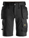 Pantaloni scurți de lucru, stretch, cu buzunare holster, Snickers Workwear, AllroundWork, 6141, Black/Black