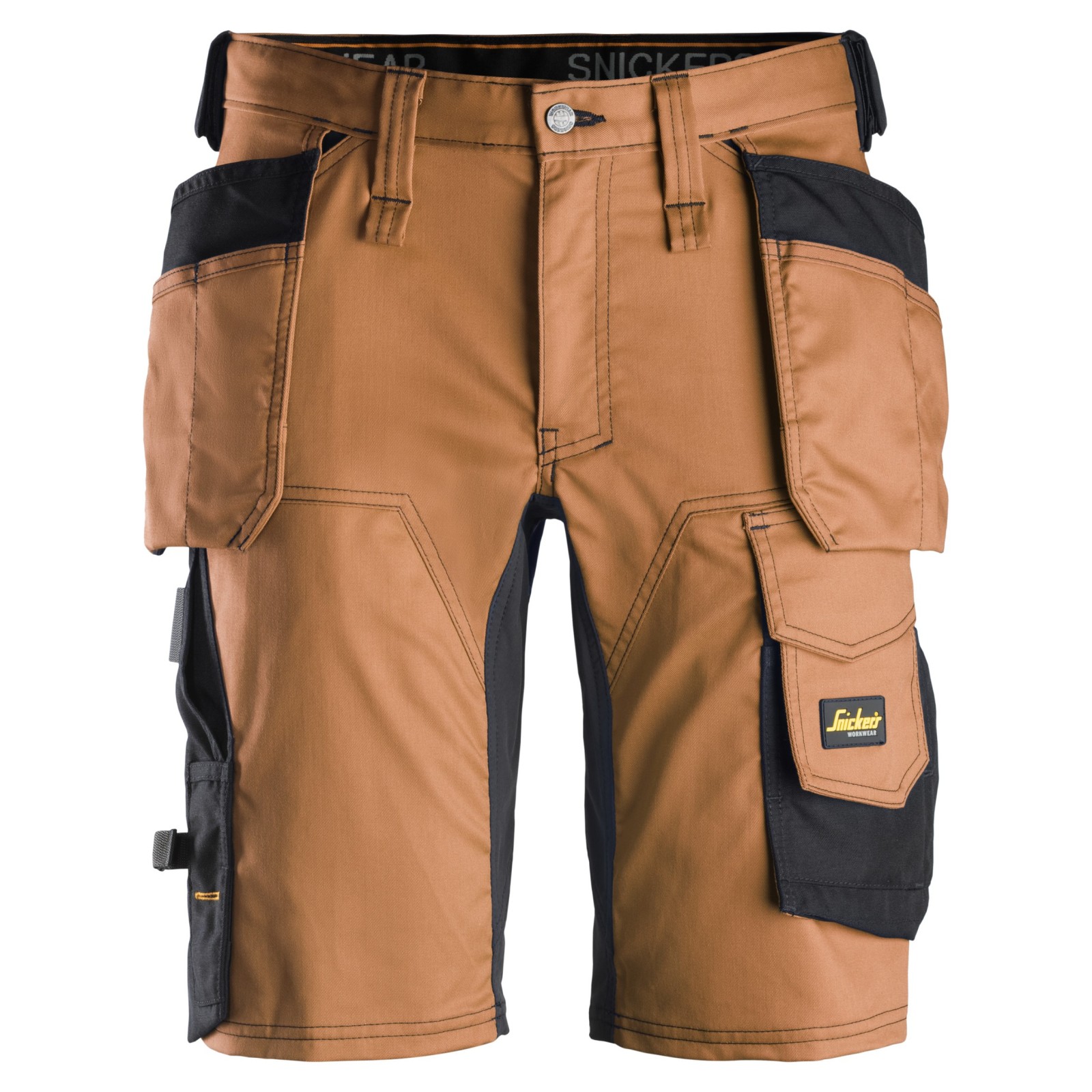 Pantaloni scurți de lucru, stretch, cu buzunare holster, Snickers Workwear, AllroundWork, 6141, Brown/Black