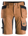 Pantaloni scurți de lucru, stretch, cu buzunare holster, Snickers Workwear, AllroundWork, 6141, Brown/Black