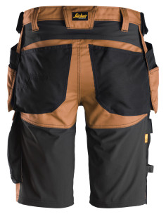 Pantaloni scurți de lucru, stretch, cu buzunare holster, Snickers Workwear, AllroundWork, 6141, Brown/Black 2
