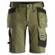 Pantaloni scurți de lucru, stretch, cu buzunare holster, Snickers Workwear, AllroundWork, 6141, Khaki Green/Black