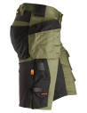 Pantaloni scurți de lucru, stretch, cu buzunare holster, Snickers Workwear, AllroundWork, 6141, Khaki Green/Black