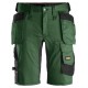 Pantaloni scurți de lucru, stretch, cu buzunare holster, Snickers Workwear, AllroundWork, 6141, Forest Green/Black