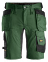 Pantaloni scurți de lucru, stretch, cu buzunare holster, Snickers Workwear, AllroundWork, 6141, Forest Green/Black