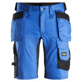 Pantaloni scurți de lucru, stretch, cu buzunare holster, Snickers Workwear, AllroundWork, 6141, True Blue/Black