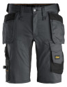 Pantaloni scurți de lucru, stretch, cu buzunare holster, Snickers Workwear, AllroundWork, 6141, Steel Grey/Black