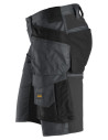 Pantaloni scurți de lucru, stretch, cu buzunare holster, Snickers Workwear, AllroundWork, 6141, Steel Grey/Black