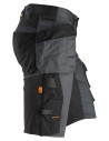 Pantaloni scurți de lucru, stretch, cu buzunare holster, Snickers Workwear, AllroundWork, 6141, Steel Grey/Black