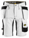 Pantaloni scurți de lucru, stretch, cu buzunare holster, Snickers Workwear, AllroundWork, 6141, White/Black