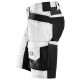 Pantaloni scurți de lucru, stretch, cu buzunare holster, Snickers Workwear, AllroundWork, 6141, White/Black