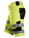 Pantaloni scurți reflectorizanți, stretch, CL 1, Snickers Workwear, 6136, Yellow/Black