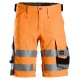 Pantaloni scurți reflectorizanți, stretch, CL 1, Snickers Workwear, 6136, Orange/Black