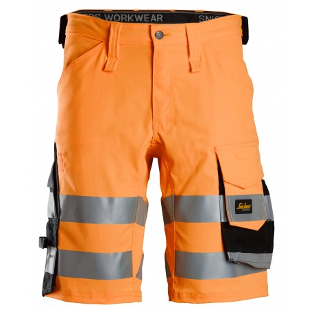 Pantaloni scurți reflectorizanți, stretch, CL 1, Snickers Workwear, 6136, Orange/Black