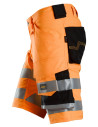 Pantaloni scurți reflectorizanți, stretch, CL 1, Snickers Workwear, 6136, Orange/Black