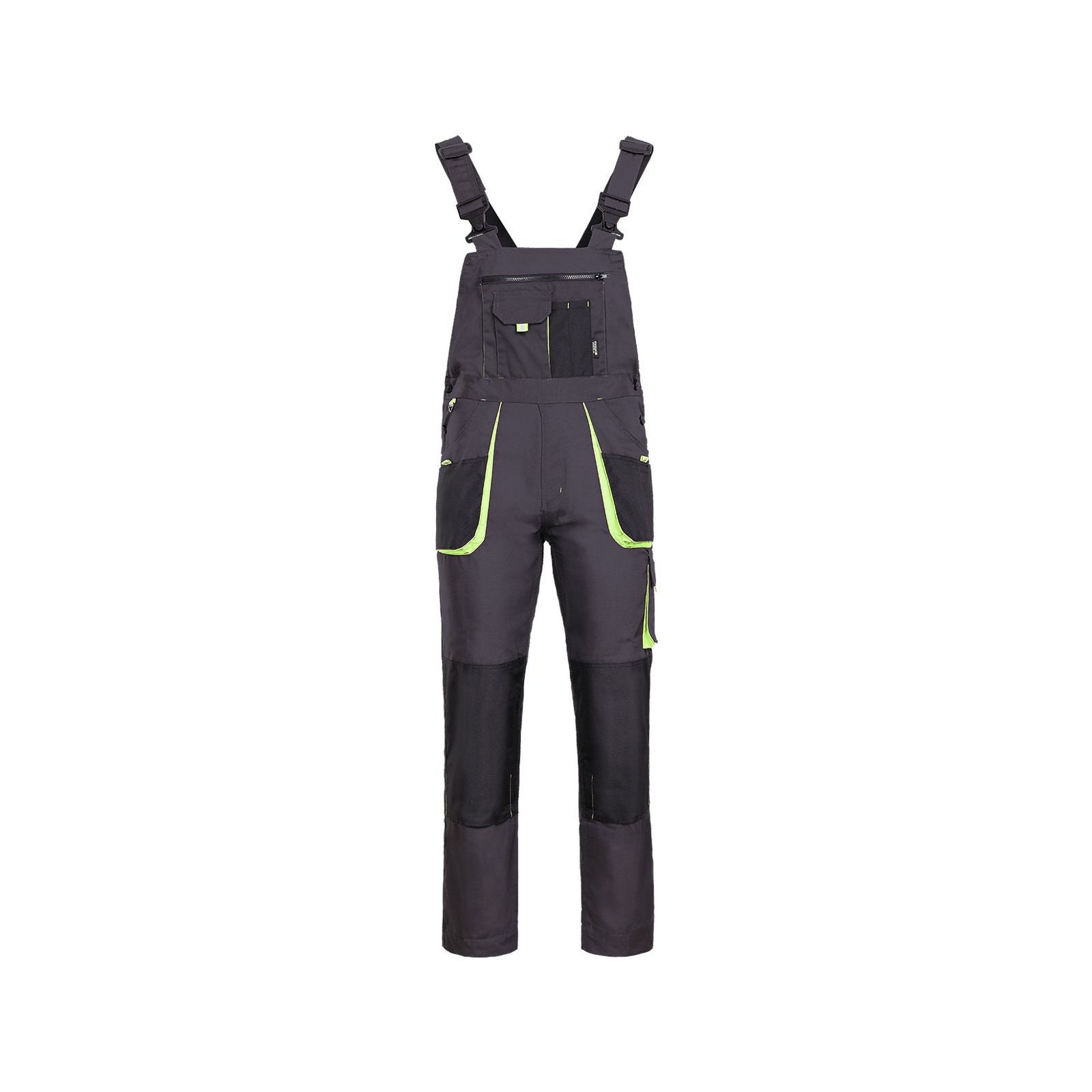 Pantaloni cu pieptar de lucru, funcționali și rezistenți, din tercot, 260 g/mp, Kastor Grey
