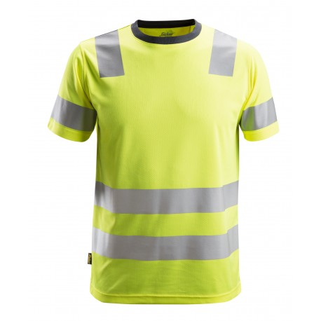 Tricou reflectorizant, CL 2, Snickers Workwear, AllroundWork, 2530, Yellow