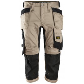Pantaloni scurți de lucru, 3/4, stretch, cu buzunare holster, Snickers Workwear, AllroundWork, 6142, Khaki/Black