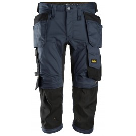 Pantaloni scurți de lucru, 3/4, stretch, cu buzunare holster, Snickers Workwear, AllroundWork, 6142, Navy/Black