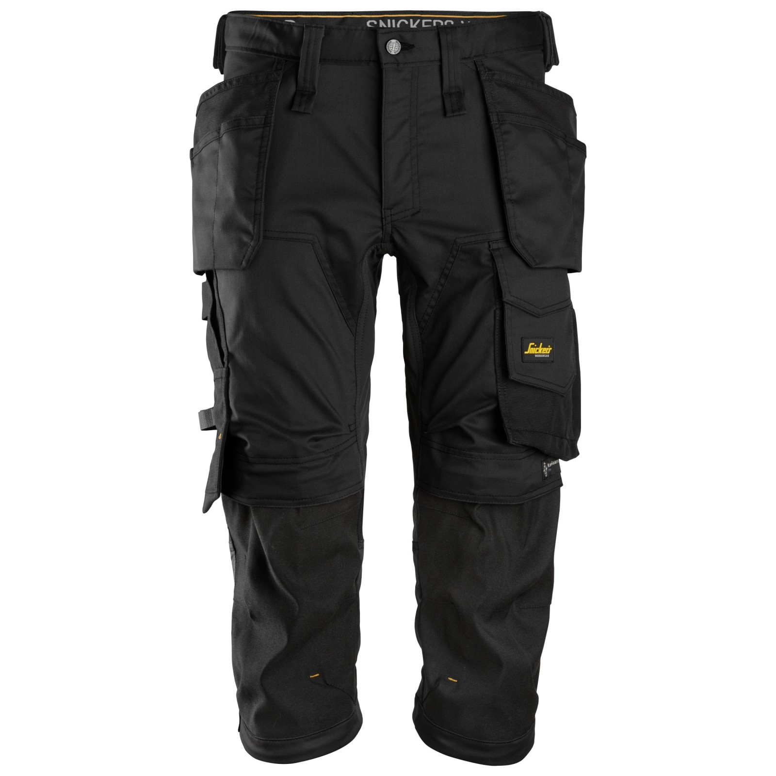Pantaloni scurți de lucru, 3/4, stretch, cu buzunare holster, Snickers Workwear, AllroundWork, 6142, Black/Black