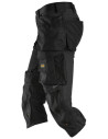 Pantaloni scurți de lucru, 3/4, stretch, cu buzunare holster, Snickers Workwear, AllroundWork, 6142, Black/Black