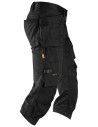 Pantaloni scurți de lucru, 3/4, stretch, cu buzunare holster, Snickers Workwear, AllroundWork, 6142, Black/Black