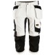 Pantaloni scurți de lucru, 3/4, stretch, cu buzunare holster, Snickers Workwear, AllroundWork, 6142, White/Black