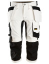 Pantaloni scurți de lucru, 3/4, stretch, cu buzunare holster, Snickers Workwear, AllroundWork, 6142, White/Black