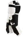 Pantaloni scurți de lucru, 3/4, stretch, cu buzunare holster, Snickers Workwear, AllroundWork, 6142, White/Black