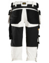Pantaloni scurți de lucru, 3/4, stretch, cu buzunare holster, Snickers Workwear, AllroundWork, 6142, White/Black