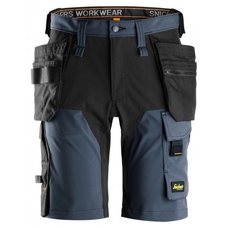 Pantaloni scurți de lucru, 4-way stretch, cu buzunare holster, Snickers Workwear, AllroundWork, 6175, Navy/Black