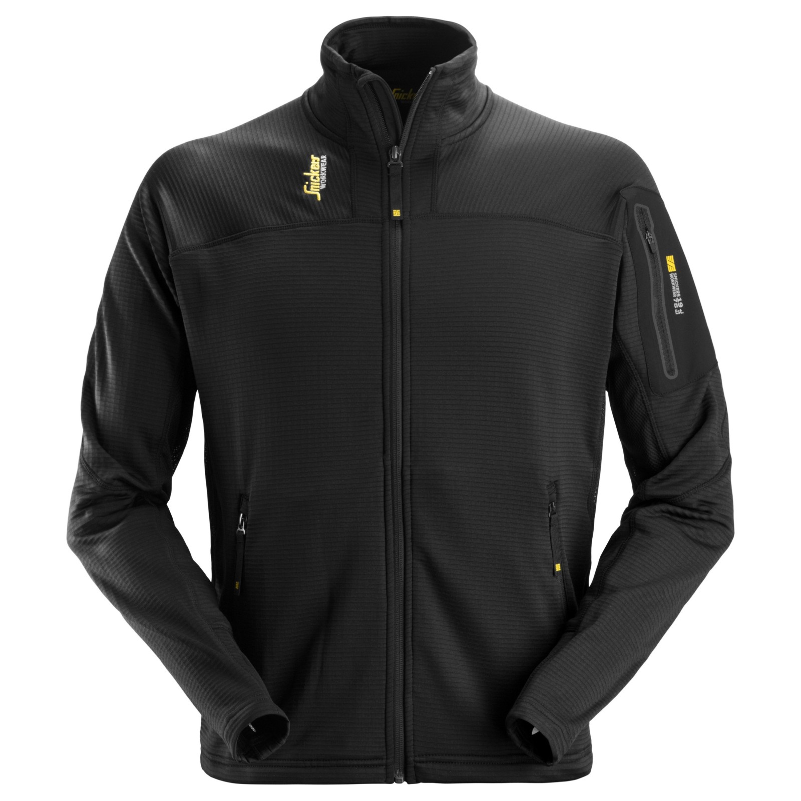Jachetă de bărbați, cambrată, din micro-fleece, călduroasă & ușoară, Snickers Workwear, 9438, Black/Black