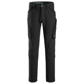 Pantaloni de lucru, 4-way stretch, fără buzunare pt genunchiere, Snickers Workwear, FlexiWork, 6873, Black/Black